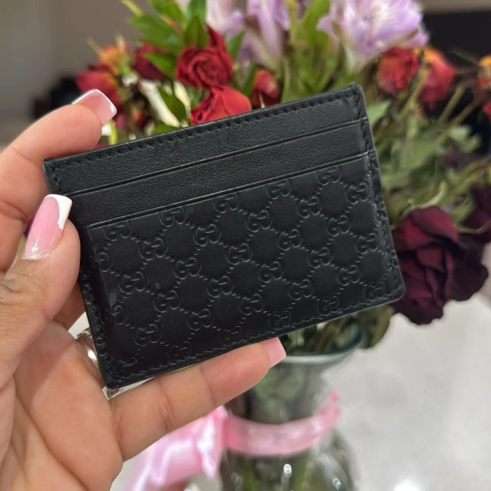 🖤Gucci Leather GG Web Print Cardholder